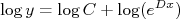 \log y = \log C + \log (e^{Dx}) \log y = \log C + \log (e^{Dx})